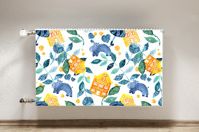 Capa magnética para radiador Hipopótamos e casas