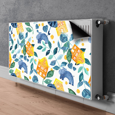 Capa magnética para radiador Hipopótamos e casas