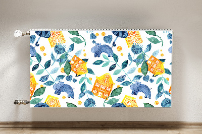 Capa magnética para radiador Hipopótamos e casas