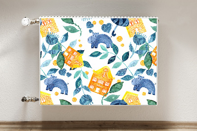 Capa magnética para radiador Hipopótamos e casas