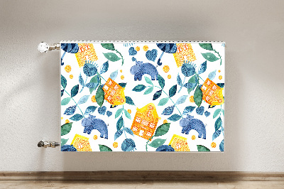 Capa magnética para radiador Hipopótamos e casas