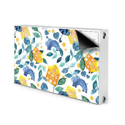 Capa magnética para radiador Hipopótamos e casas