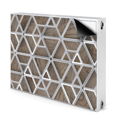 Capa magnética para radiador Padrão de metal em madeira