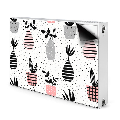 Cobertura magnética para radiador Vasos de flores pontilhados