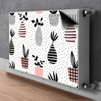 Cobertura magnética para radiador Vasos de flores pontilhados