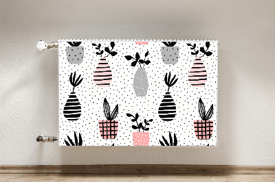 Cobertura magnética para radiador Vasos de flores pontilhados