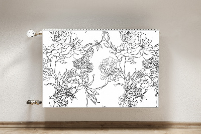 Cobertura magnética para radiador Flores pretas e brancas