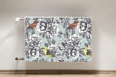 Cobertura magnética para radiador Rosas e pássaros