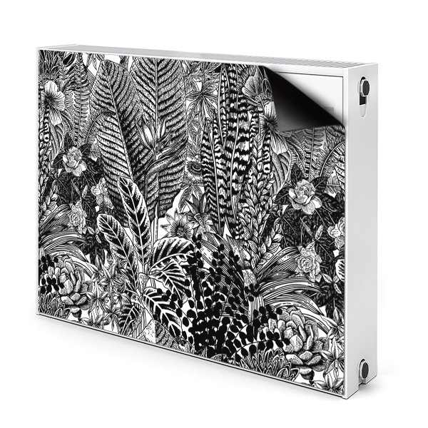 Cobertura magnética para radiador Folhas pretas e brancas