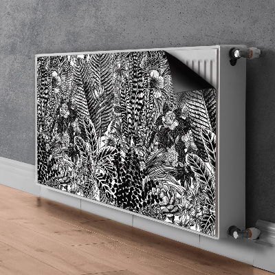 Cobertura magnética para radiador Folhas pretas e brancas