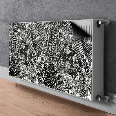 Cobertura magnética para radiador Folhas pretas e brancas