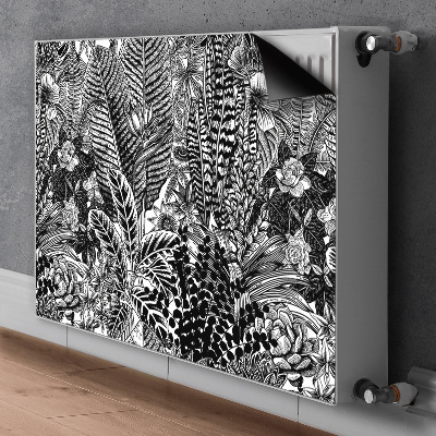 Cobertura magnética para radiador Folhas pretas e brancas