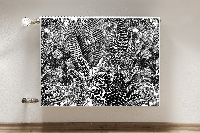 Cobertura magnética para radiador Folhas pretas e brancas