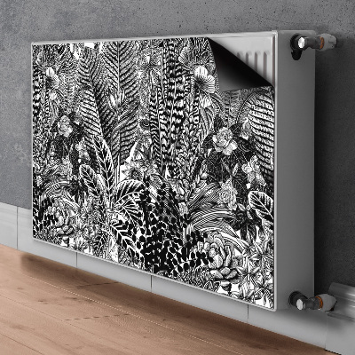 Cobertura magnética para radiador Folhas pretas e brancas