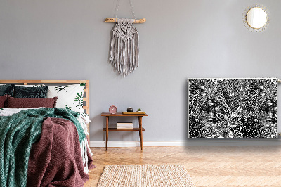 Cobertura magnética para radiador Folhas pretas e brancas