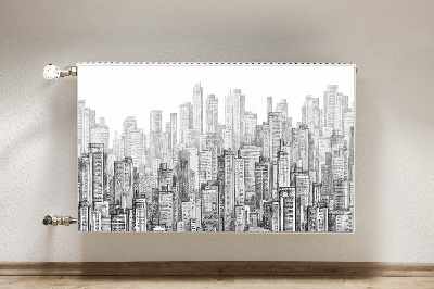 Capa magnética para radiador Cidade em preto e branco
