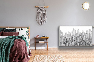 Capa magnética para radiador Cidade em preto e branco