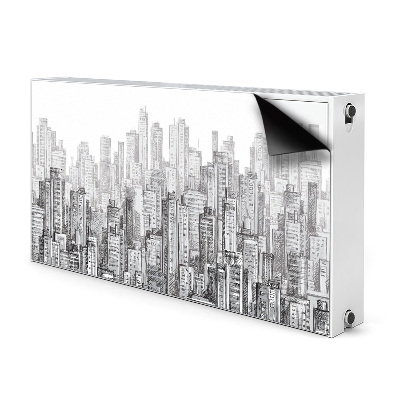Capa magnética para radiador Cidade em preto e branco