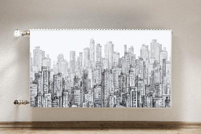 Capa magnética para radiador Cidade em preto e branco
