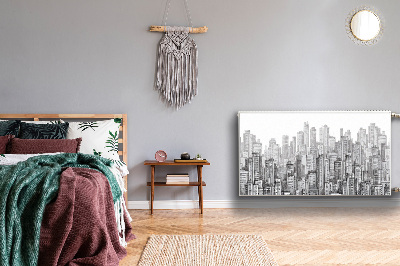 Capa magnética para radiador Cidade em preto e branco