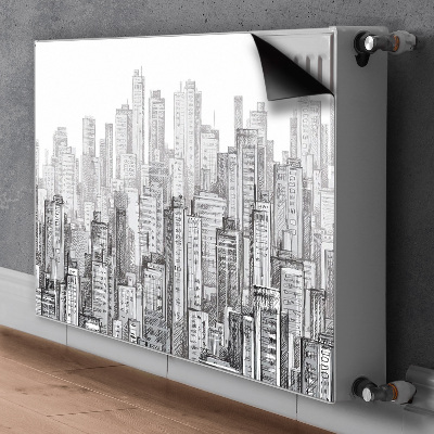 Capa magnética para radiador Cidade em preto e branco