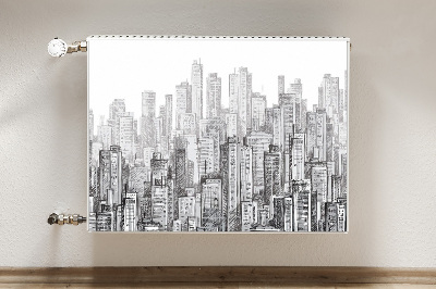 Capa magnética para radiador Cidade em preto e branco