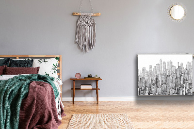 Capa magnética para radiador Cidade em preto e branco