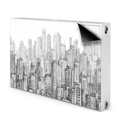 Capa magnética para radiador Cidade em preto e branco