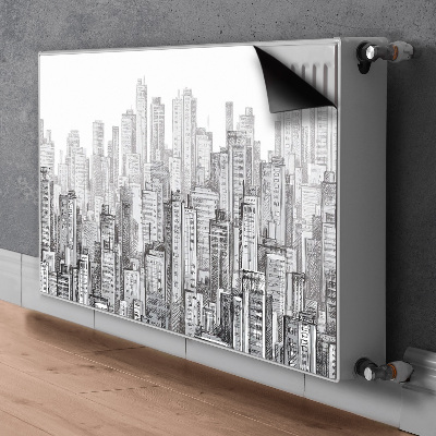 Capa magnética para radiador Cidade em preto e branco