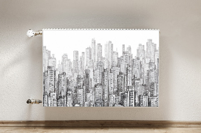 Capa magnética para radiador Cidade em preto e branco