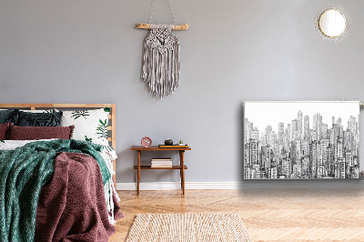 Capa magnética para radiador Cidade em preto e branco