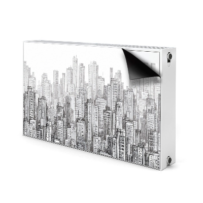 Capa magnética para radiador Cidade em preto e branco