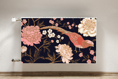 Capa magnética para radiador Peônia com um pássaro