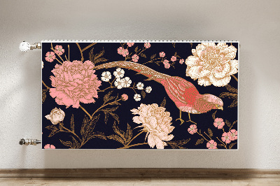 Capa magnética para radiador Peônia com um pássaro