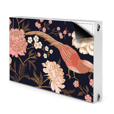 Capa magnética para radiador Peônia com um pássaro