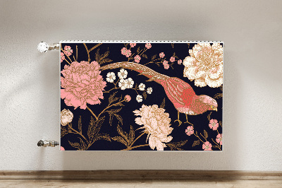 Capa magnética para radiador Peônia com um pássaro