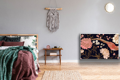 Capa magnética para radiador Peônia com um pássaro