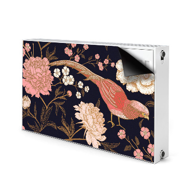 Capa magnética para radiador Peônia com um pássaro