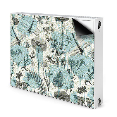 Capa magnética para radiador Flores e libélulas