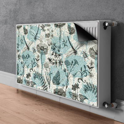 Capa magnética para radiador Flores e libélulas