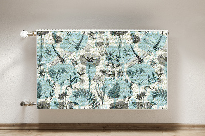 Capa magnética para radiador Flores e libélulas