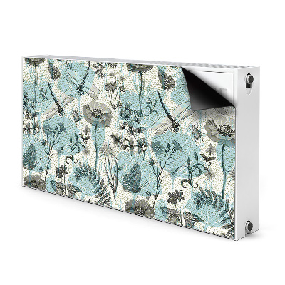 Capa magnética para radiador Flores e libélulas