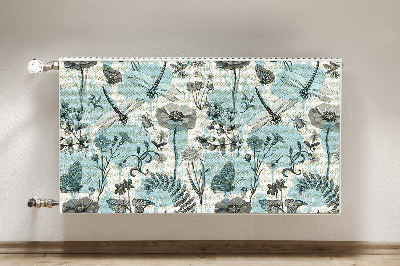 Capa magnética para radiador Flores e libélulas