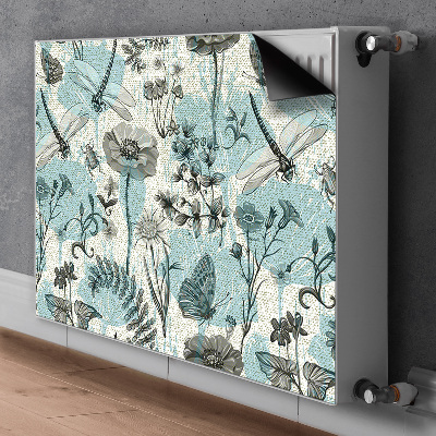 Capa magnética para radiador Flores e libélulas