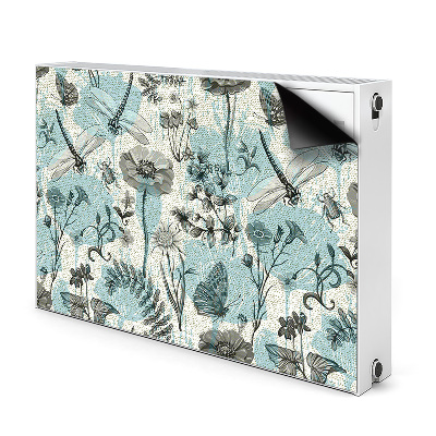 Capa magnética para radiador Flores e libélulas