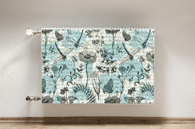 Capa magnética para radiador Flores e libélulas