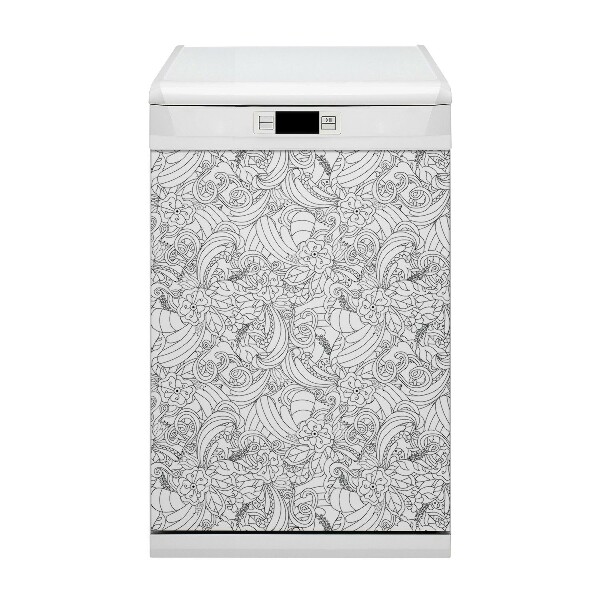 Painel magnético para máquina de lavar louça Padrão de rabiscos