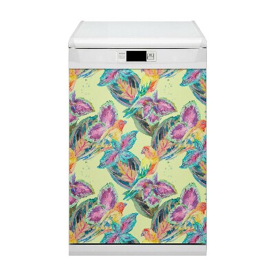 Capa magnética para máquina de lavar louça Papagaios coloridos