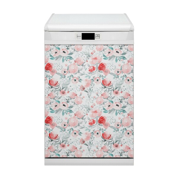 Painel magnético para máquina de lavar louça papoulas pintadas