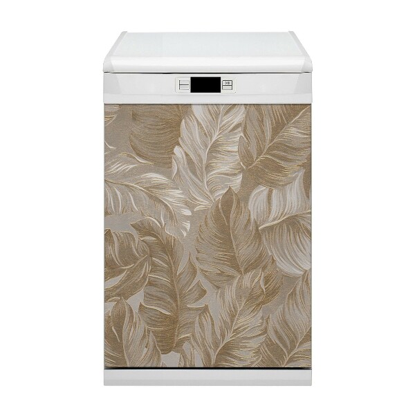 Capa magnética para máquina de lavar louça Folhas douradas